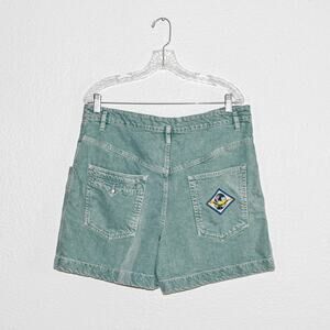 Isabel Marant $335 Esquia High-Waisted Denim Shorts in Washed Green 44 34w